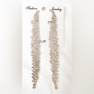 Rhinestone chandelier clip on earrings new